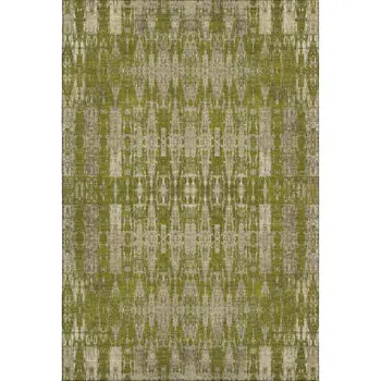 3' X 5' Olive Green And Beige Moroccan Washable Area Rug With UV Protection