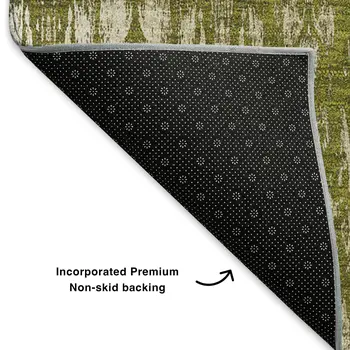 10' X 14' Olive Green And Beige Moroccan Washable Area Rug With UV Protection