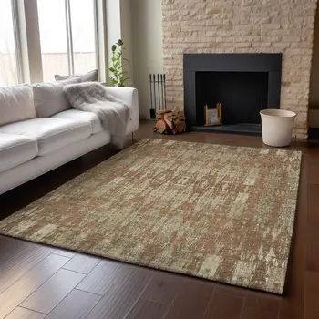 5' X 8' Chili Red And Beige Moroccan Washable Area Rug With UV Protection