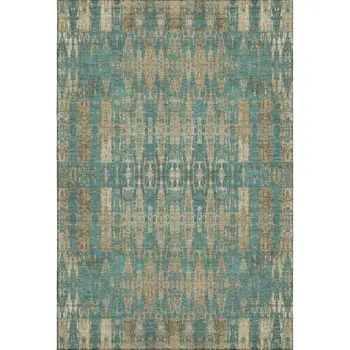 3' X 5' Teal And Beige Moroccan Washable Area Rug With UV Protection