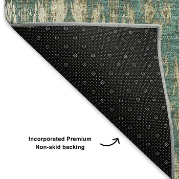 3' X 5' Teal And Beige Moroccan Washable Area Rug With UV Protection
