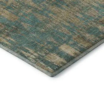 3' X 5' Teal And Beige Moroccan Washable Area Rug With UV Protection