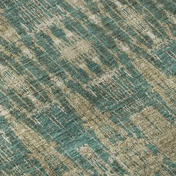 3' X 5' Teal And Beige Moroccan Washable Area Rug With UV Protection