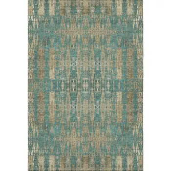 3' X 5' Teal And Beige Moroccan Washable Area Rug With UV Protection