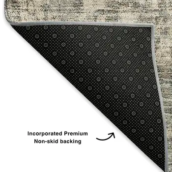 5' X 8' Beige And Gray Abstract Washable Area Rug With UV Protection