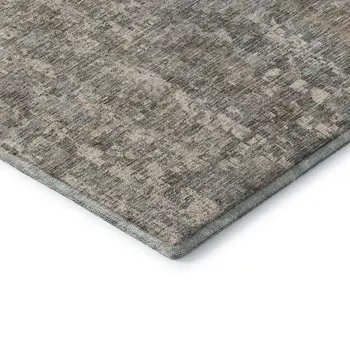 5' X 8' Beige And Gray Abstract Washable Area Rug With UV Protection