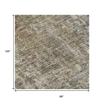 8' X 10' Beige And Gray Abstract Washable Area Rug With UV Protection