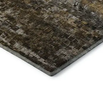 9' X 12' Brown And Gray Abstract Washable Area Rug With UV Protection