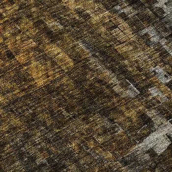 9' X 12' Brown And Gray Abstract Washable Area Rug With UV Protection