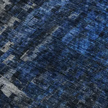 8' X 10' Blue And Gray Abstract Washable Area Rug With UV Protection