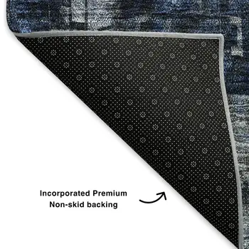 10' X 14' Blue And Gray Abstract Washable Area Rug With UV Protection