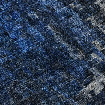 10' X 14' Blue And Gray Abstract Washable Area Rug With UV Protection