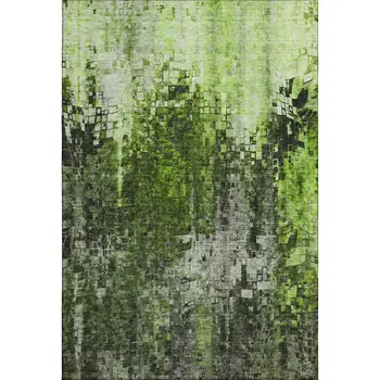 9' X 12' Green And Gray Abstract Washable Area Rug With UV Protection