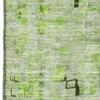 9' X 12' Green And Gray Abstract Washable Area Rug With UV Protection