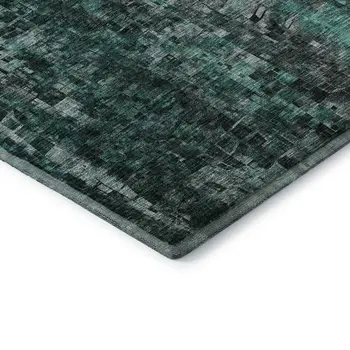 3' X 5' Teal And Gray Abstract Washable Area Rug With UV Protection