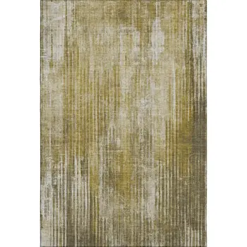 8' X 10' Brown And Ivory Striped Washable Area Rug With UV Protection