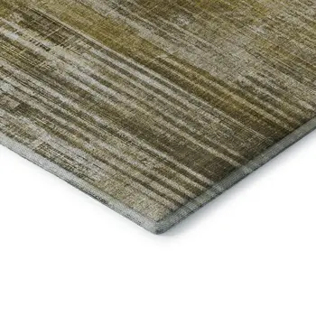 10' X 14' Brown And Ivory Striped Washable Area Rug With UV Protection