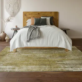 10' X 14' Brown And Ivory Striped Washable Area Rug With UV Protection