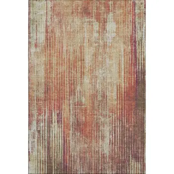 10' X 14' Chili Red And Ivory Striped Washable Area Rug With UV Protection