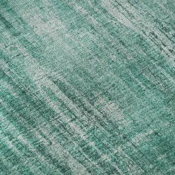 5' X 8' Teal And Ivory Striped Washable Area Rug With UV Protection