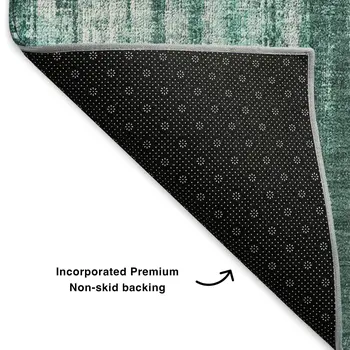 8' X 10' Teal And Ivory Striped Washable Area Rug With UV Protection