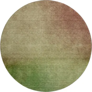 8' Blush And Green Ombre Washable Round Rug With UV Protection