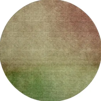 8' Blush And Green Ombre Washable Round Rug With UV Protection