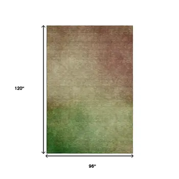 8' X 10' Blush And Green Ombre Washable Area Rug With UV Protection