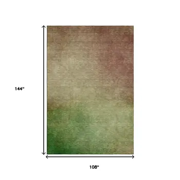 9' X 12' Blush And Green Ombre Washable Area Rug With UV Protection