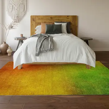 3' X 5' Terra Cotta And Green Ombre Washable Area Rug With UV Protection