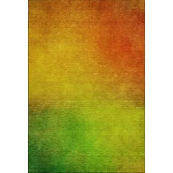 10' X 14' Terra Cotta And Green Ombre Washable Area Rug With UV Protection