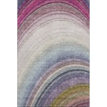 5' X 8' Beige Purple And Blue Ombre Washable Area Rug With UV Protection