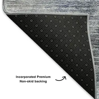 8' X 10' Blue Ivory And Gray Ombre Washable Area Rug With UV Protection