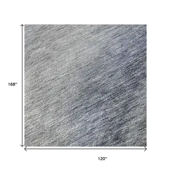 10' X 14' Blue Ivory And Gray Ombre Washable Area Rug With UV Protection