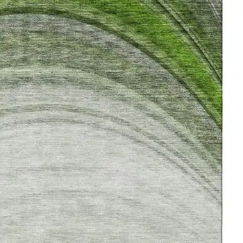 3' X 5' Green Ivory And Gray Ombre Washable Area Rug With UV Protection