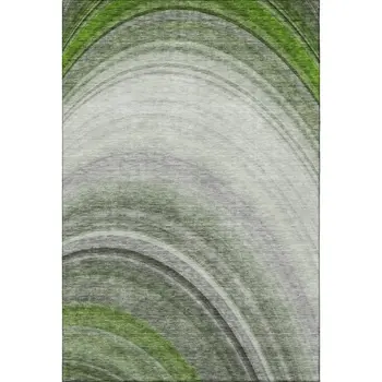 5' X 8' Green Ivory And Gray Ombre Washable Area Rug With UV Protection