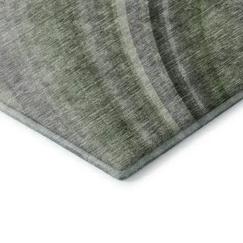 8' Green Ivory And Gray Ombre Washable Round Rug With UV Protection