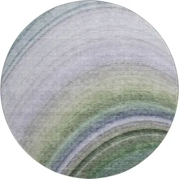 8' Teal Purple And Green Ombre Washable Round Rug With UV Protection
