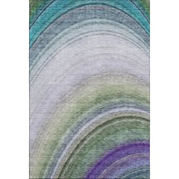 8' X 10' Teal Purple And Green Ombre Washable Area Rug With UV Protection