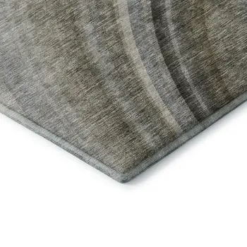 8' Taupe Gold And Gray Ombre Washable Round Rug With UV Protection