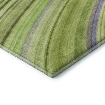 3' X 5' Artichoke Green Ivory And Purple Abstract Washable Area Rug With UV Protection
