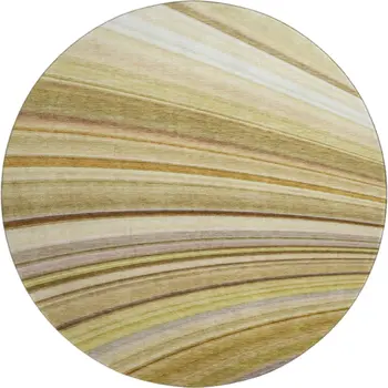 8' Beige Blue And Ivory Abstract Washable Round Rug With UV Protection