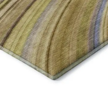 8' Beige Blue And Ivory Abstract Washable Round Rug With UV Protection