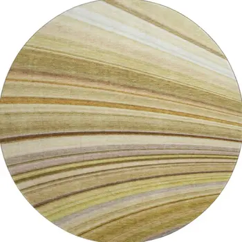 8' Beige Blue And Ivory Abstract Washable Round Rug With UV Protection