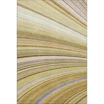 8' X 10' Beige Blue And Ivory Abstract Washable Area Rug With UV Protection