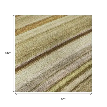 8' X 10' Beige Blue And Ivory Abstract Washable Area Rug With UV Protection