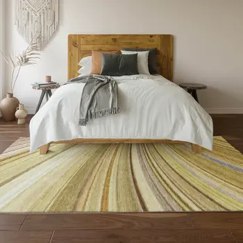 9' X 12' Beige Blue And Ivory Abstract Washable Area Rug With UV Protection