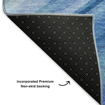 3' X 5' Blue Ivory And Gold Abstract Washable Area Rug With UV Protection