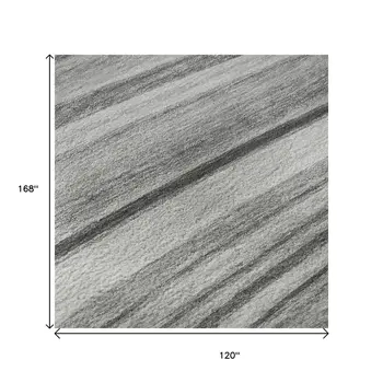 10' X 14' Gray And Ivory Abstract Washable Area Rug With UV Protection