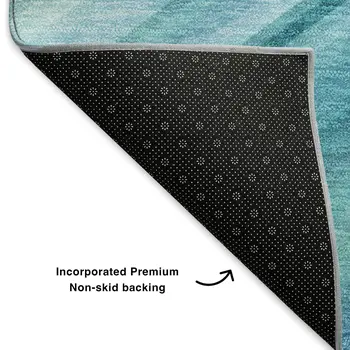 9' X 12' Teal And Ivory Abstract Washable Area Rug With UV Protection